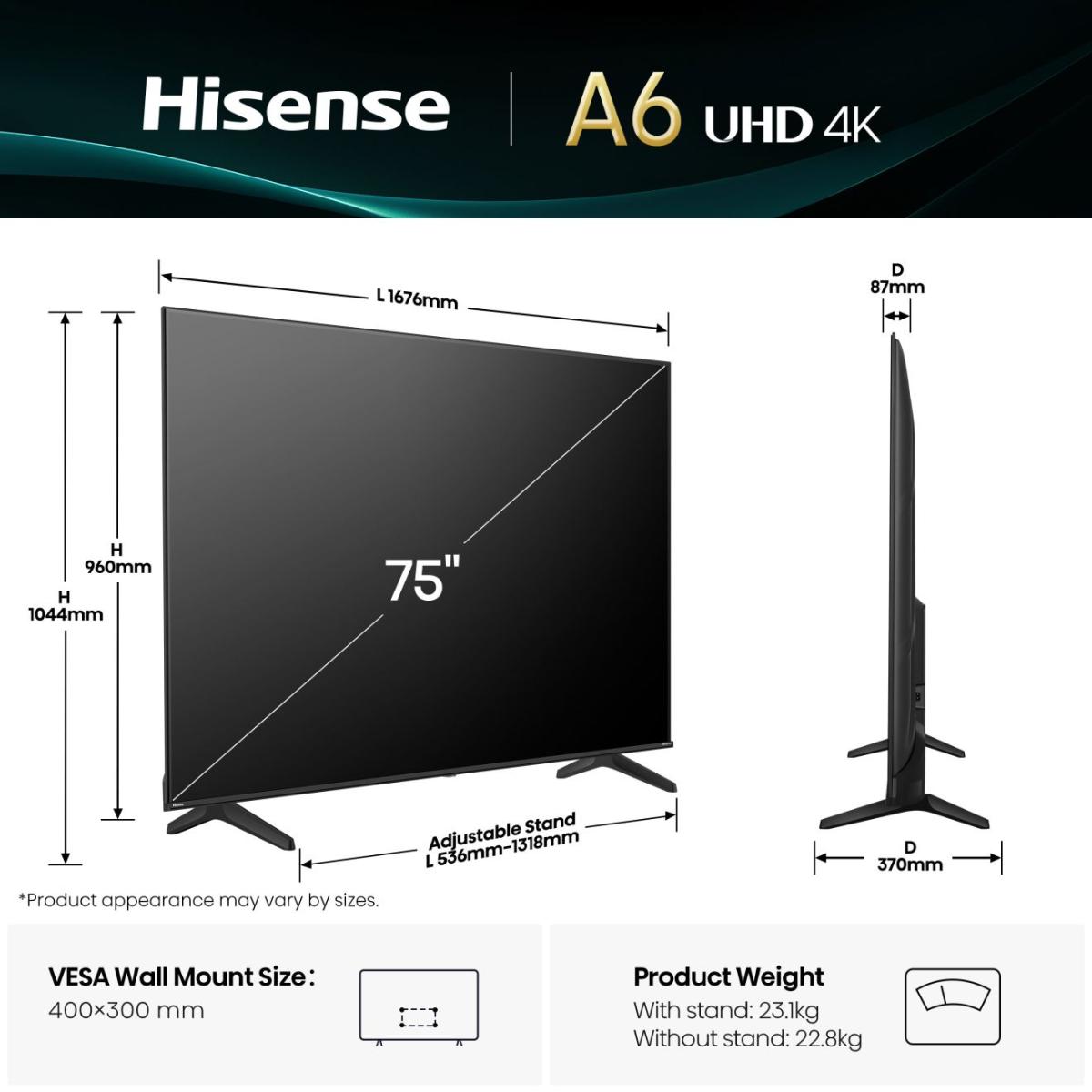 HISENSE 75" 75A6Q 4K SMART TV - Image 2